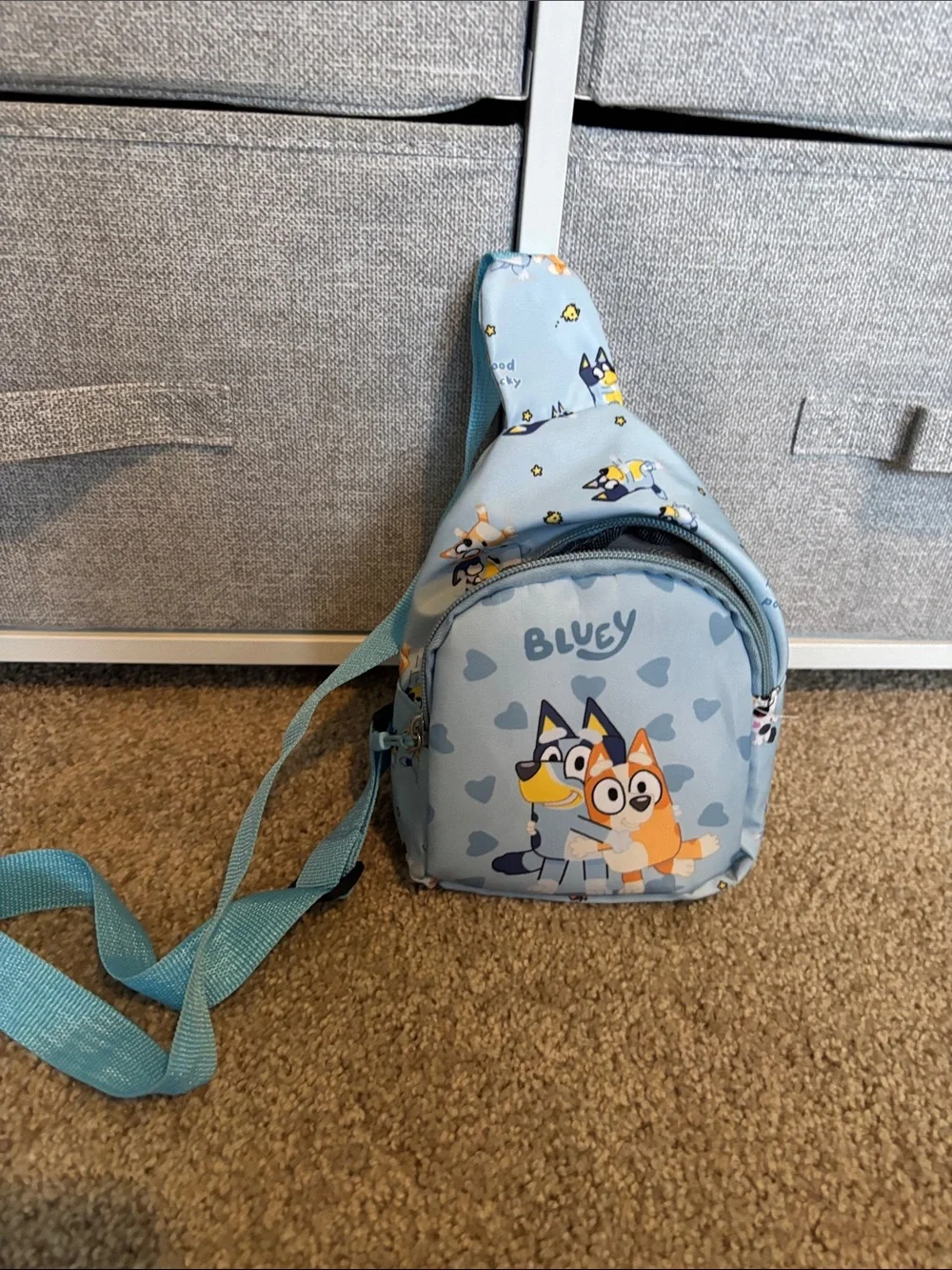 Bluey Kids Light Blue Sling Backpack